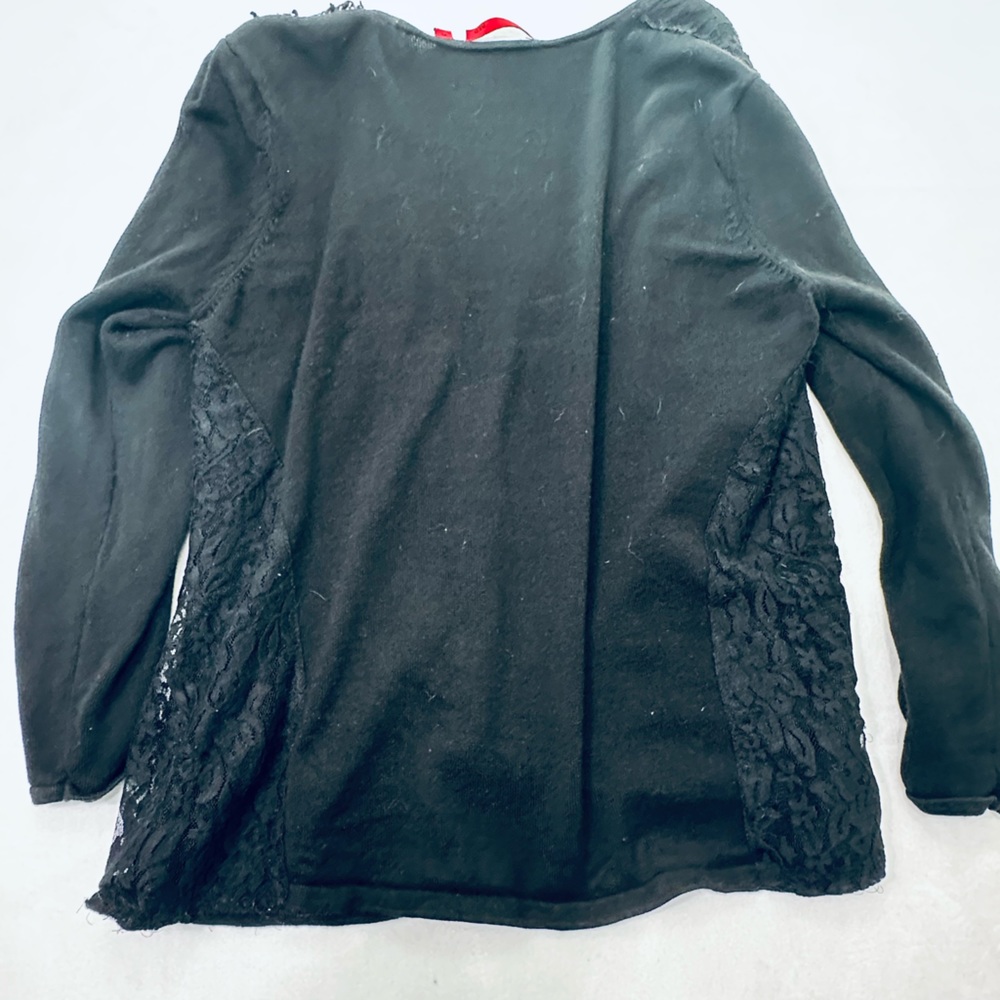 Red Button Up Blouse In Color Black Womens Size XL - Picture 7 of 7